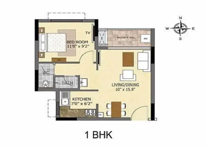 Godrej Whitefield 1 BHK apartment floor plan
