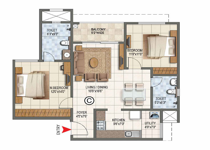 Featured Image of Godrej Whitefield 2 BHK Floor Plan