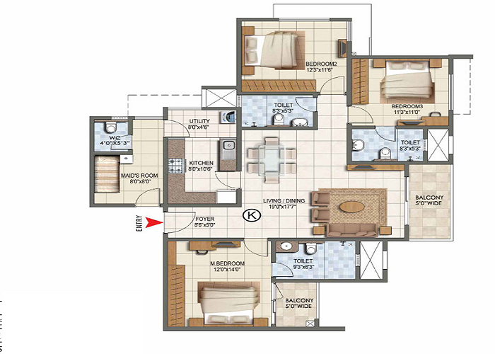 Godrej Whitefield 4 BHK apartment floor plan