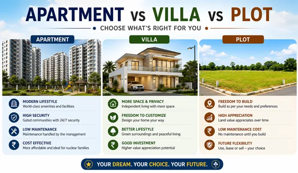 Apartment vs villa vs plot comparison in Bangalore 2026